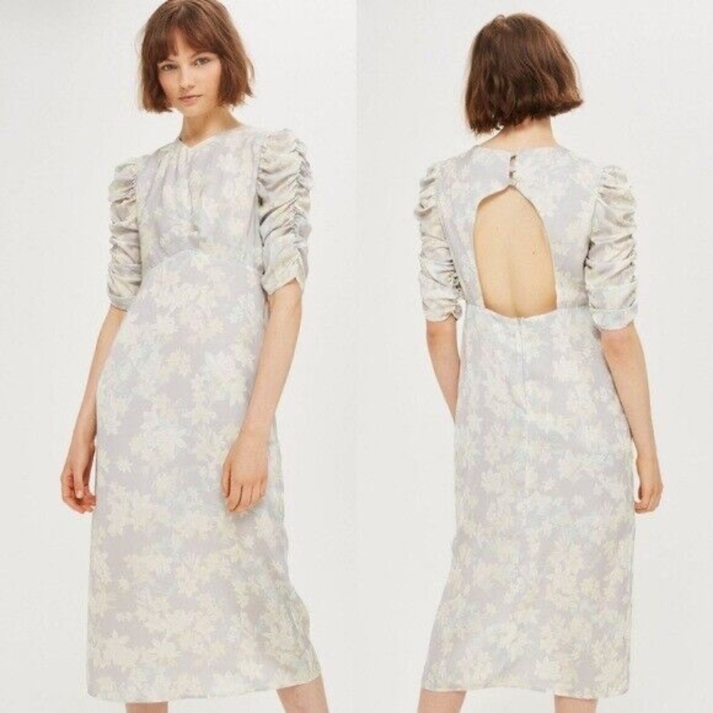 Topshop Floral Print Midi Shift Dress